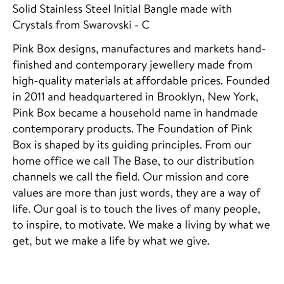 Pink Box Adjustable Initial C Bangle with Genuine Swarovski - Picture 4 of 4